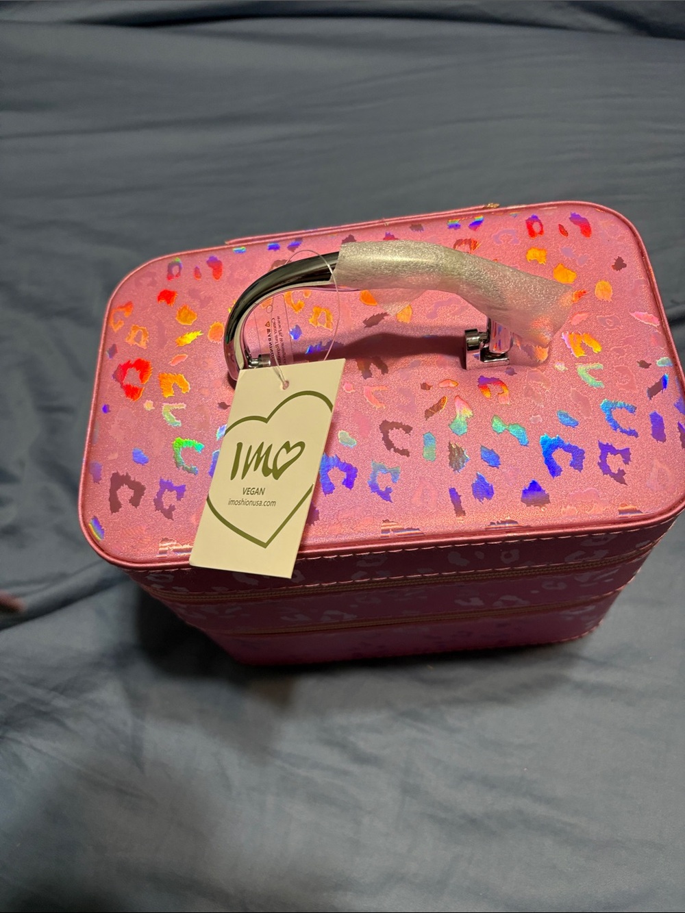Imoshion Pink Holographic Leopard Makeup Case double size nwt - Picture 16 of 16